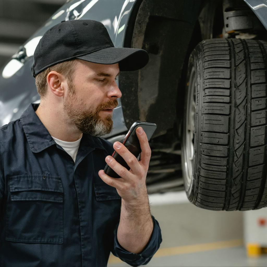 Technician recording a voice note during an inspection